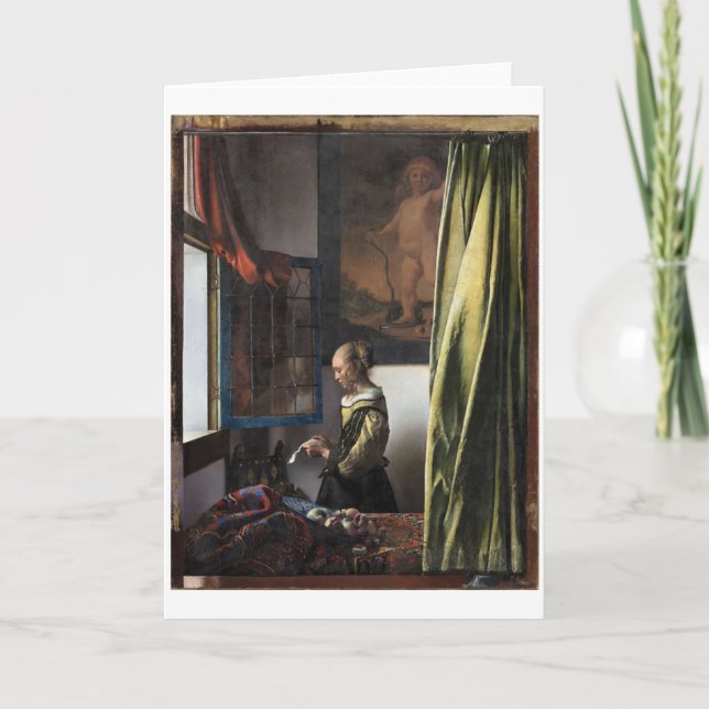 Girl Reading a Letter at a Open Window, Vermeer Karte (Vorderseite)