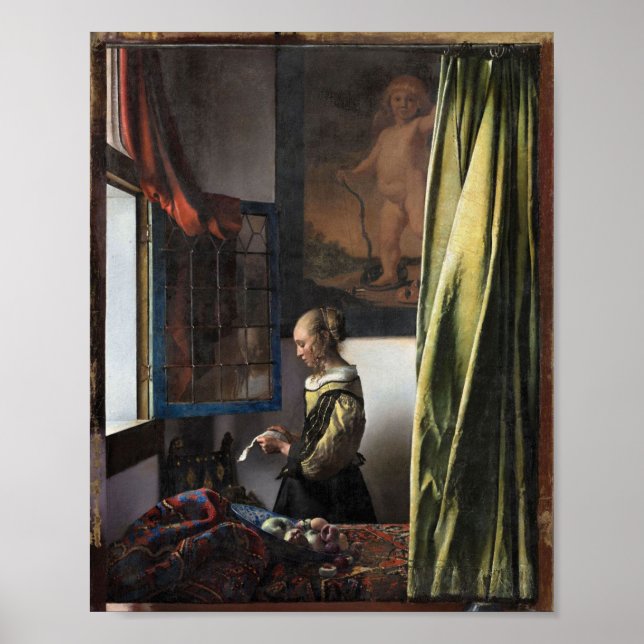 Girl Reading a Letter at a Open Window, Vermeer Poster (Vorne)