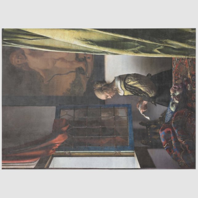 Girl Reading a Letter at a Open Window, Vermeer Seidenpapier (Vorderseite)