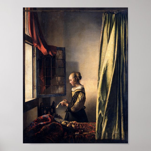 Girl Reading a Letter von Johannes Vermeer Art Poster (Vorne)