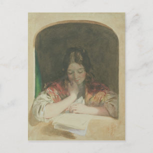 Girl Reading an einem Fenster, 19. Jahrhundert Postkarte