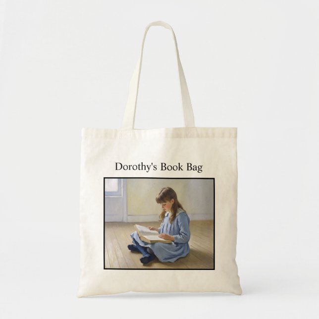 Girl Reading Book Lover Custom School or Library  Tragetasche (Vorne)