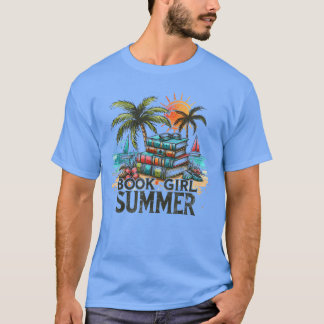 Girl Reading Book Summer Funny Beach Vacation For  T-Shirt