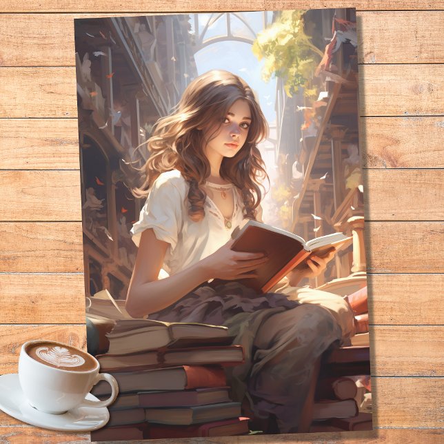 Girl Reading Books 3 Decoupage Paper Seidenpapier (Von Creator hochgeladen)