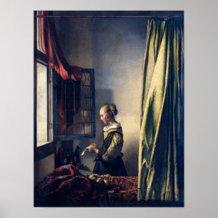 Girl Reading Letter by Open Window   Vermeer   Poster