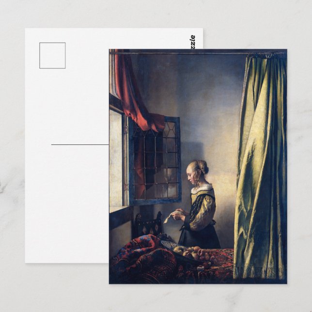 Girl Reading Letter by Open Window | Vermeer | Postkarte (Vorne/Hinten)