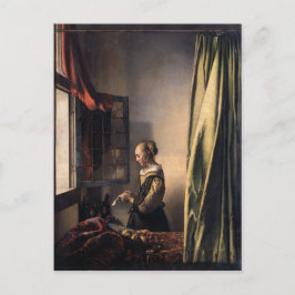 Girl Reading Letter im offenen Fenster von Vermeer Postkarte