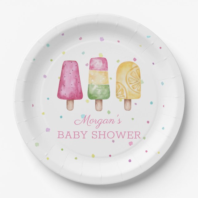 Girl Ready to Pop Summer Baby Dusche Pappteller (Vorderseite)