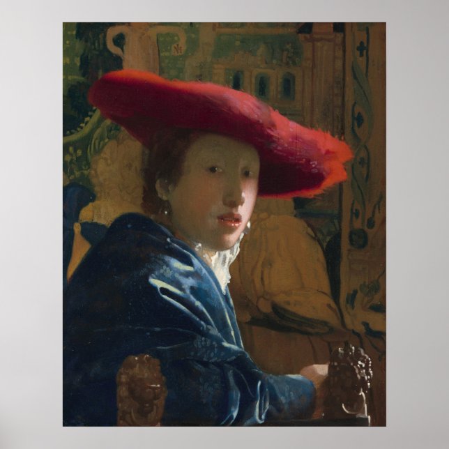 Girl & Red Hat - Johannes Vermeer Fine Art Poster (Vorne)