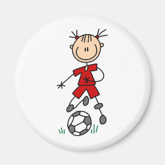 Girl Red Soccer Uniform Magnet