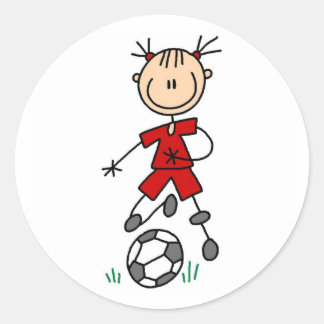 Girl Red Soccer Uniform Runder Aufkleber