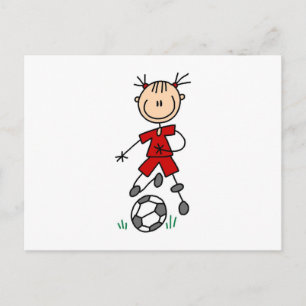Girl Red Uniform Strichmännchen Soccer Player Gesc Postkarte
