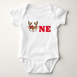 Girl Reindeer First Birthday Top Bodysuit
