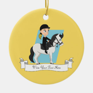 Girl Reiten eines Cartoon Keramikornament