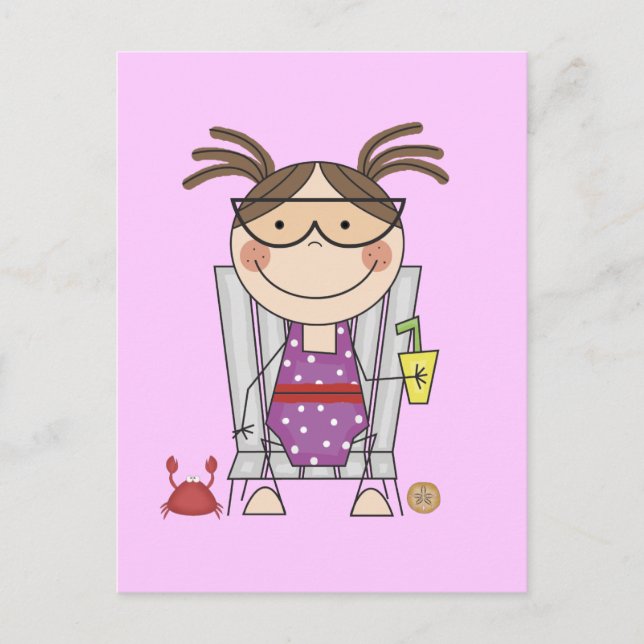 Girl Relaxen am Strand Tshirts und Geschenke Postkarte (Vorderseite)