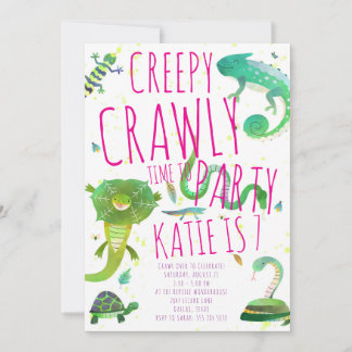 Girl Reptile Birthday Einladung - Lizards & Snake