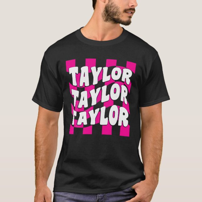 Girl Retro Groovy TAYLOR Vorname Personalisiert B T-Shirt (Vorderseite)