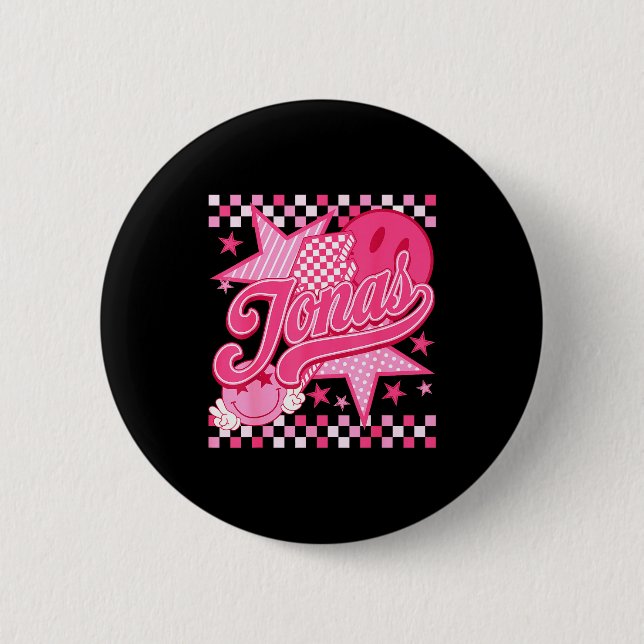 Girl Retro Jonas Groovy Flower First Name D 80's  Button (Vorderseite)