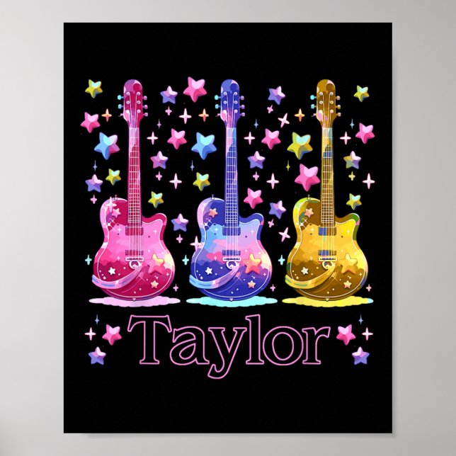 Girl Retro Taylor Personalisierter Vorname 8 Poster (Vorne)
