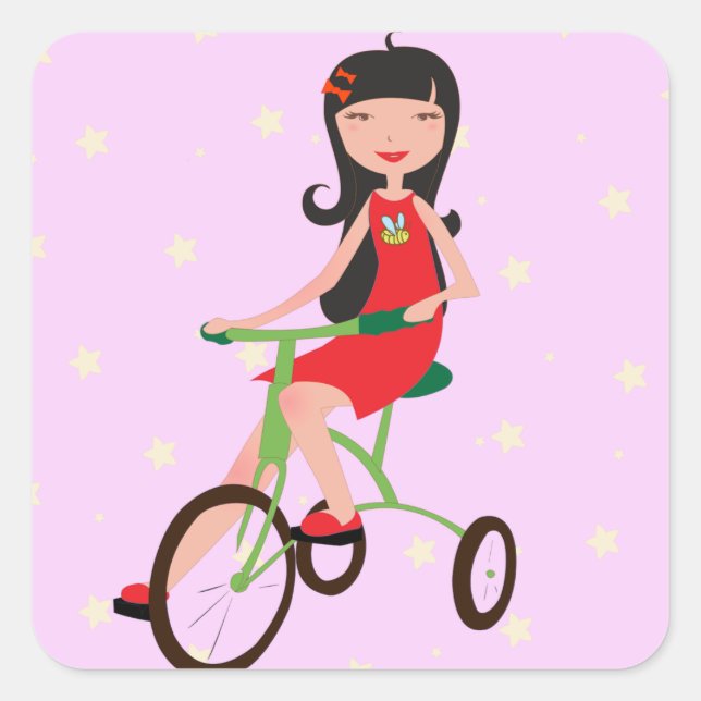 Girl Riding a Bike Stickers (Vorderseite)
