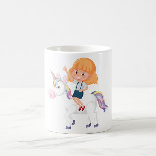 Girl Riding A Unicorn Kaffeetasse
