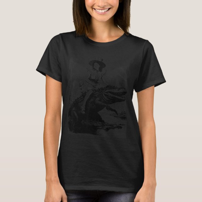 Girl Riding Alligator _ Weird Funny Florida Crocod T-Shirt (Vorderseite)