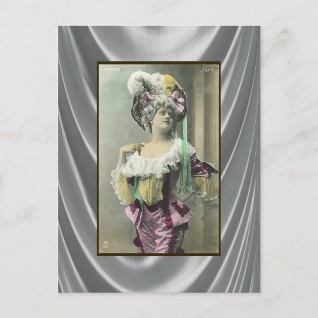 Girl Risque French Dancer zeigen Postkarte (Vorderseite)