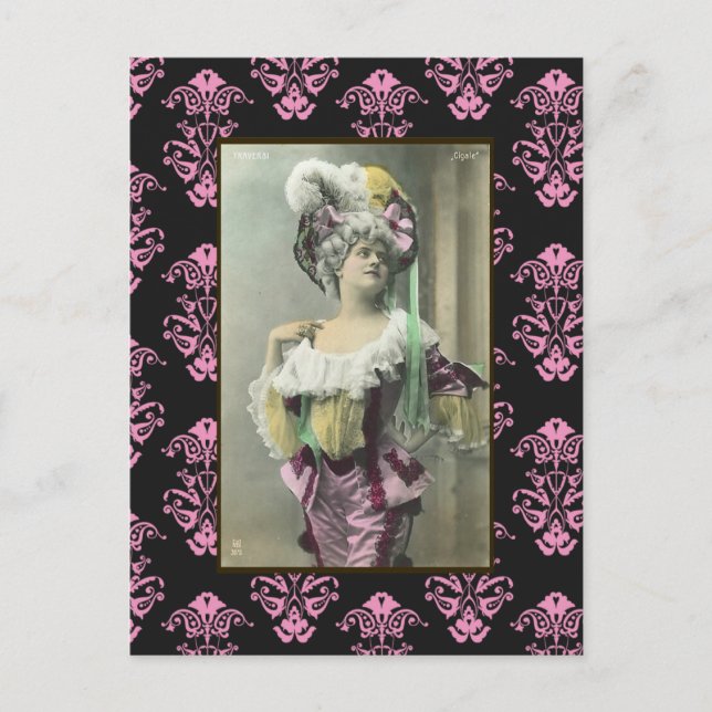 Girl Risque French Dancer zeigen Postkarte (Vorderseite)