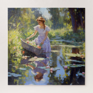 Girl River Impressionismus Puzzle