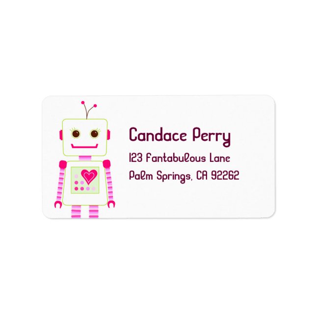 Girl Robot Address Labels Adressaufkleber (Vorne)