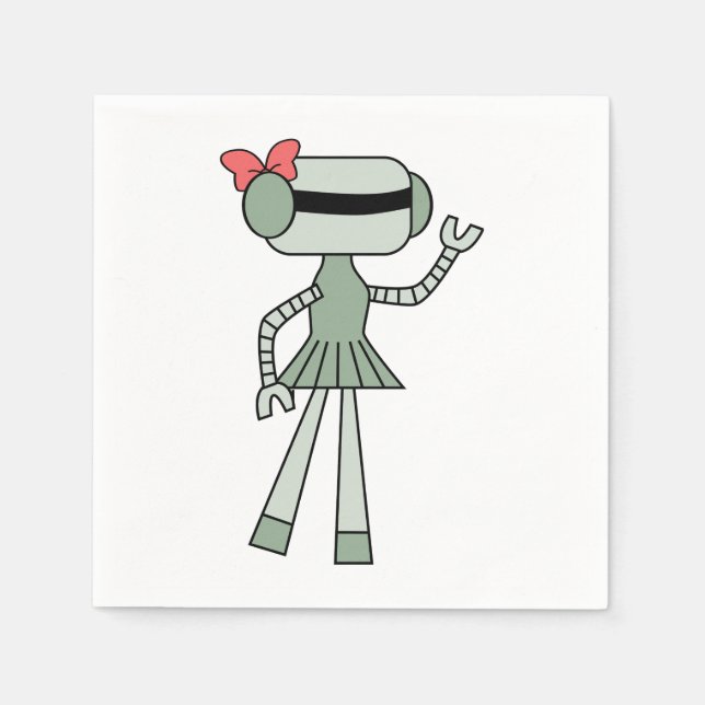 Girl Robot Paper Napkins Serviette (Vorderseite)