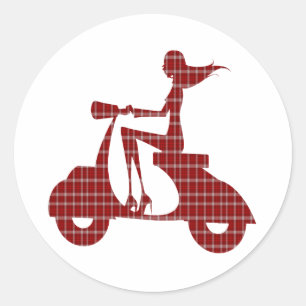 Girl-Roller Runder Aufkleber