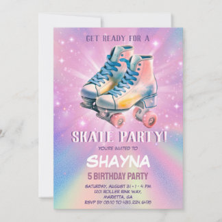 Girl Roller Skaten Birthday Einladung