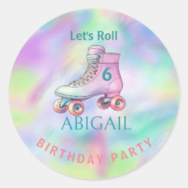 Girl Roller Skaten Birthday Party Runder Aufkleber