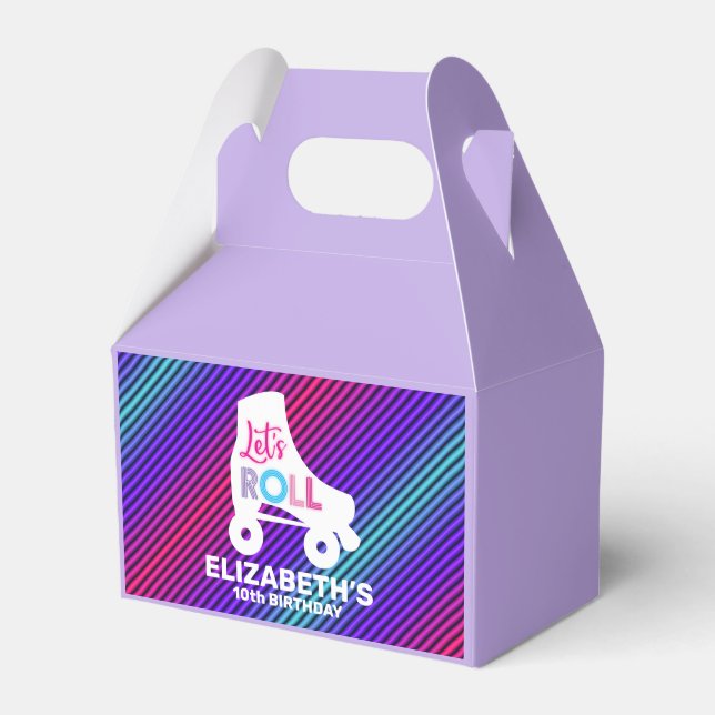 Girl Roller Skaten Geburtstag Let's Roll Geschenkschachtel (Vorderseite)