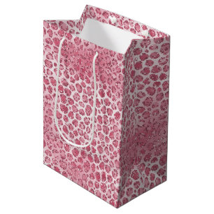 Girl-Rosa-Blush-Glitzer Leopard-Druck       Mittlere Geschenktüte