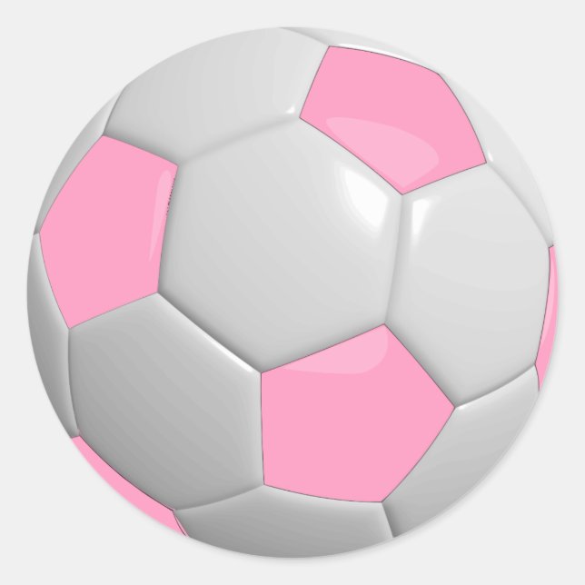 Girl-Rosa-Fußball Runder Aufkleber (Vorderseite)