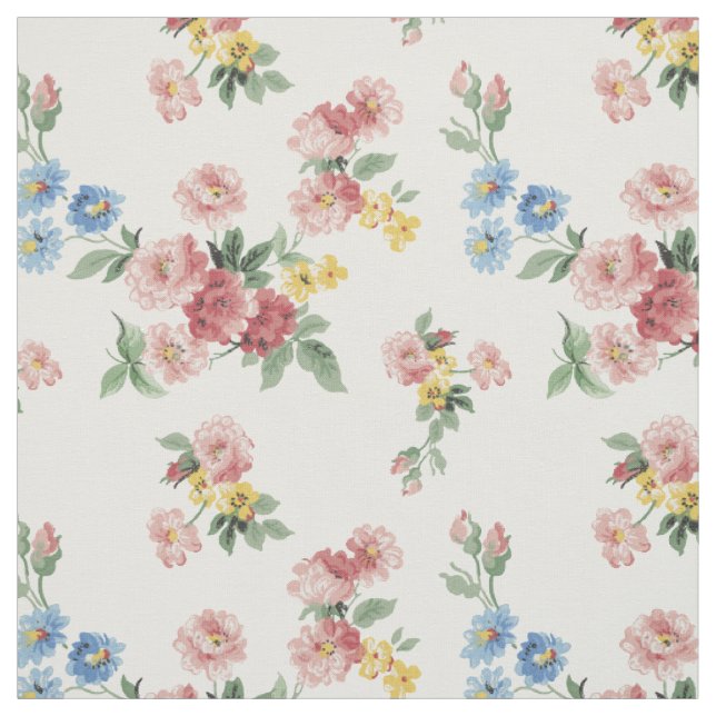 Girl-Rosa, Gelb und Blau-Blütenblüte individuell a Stoff (Muster)