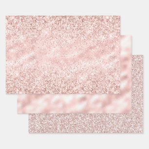 Girl-Rosa-Glitzer Geschenkpapier Set