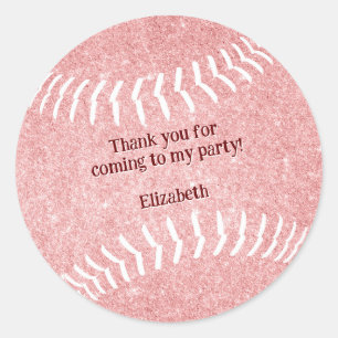 Girl rosa Softball Baseball Party danke Runder Aufkleber