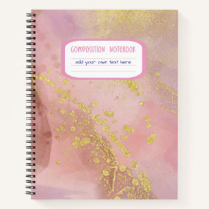 Girl-Rosa- und Gold-Glitzer-Tinte Notizbuch