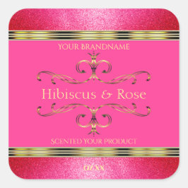 Girl-Rosa- und Gold-Produktkennzeichnungen - Glitz Quadratischer Aufkleber