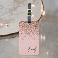 Girl Rose Gold Blush Pink Glitzer Monogram