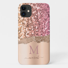 Girl Rose Gold Blush Pink Imitate Glitzer Monogram Case-Mate iPhone Hülle