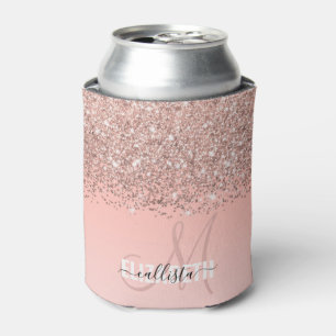 Girl Rose Gold Confetti Rosa Farbenmonogramm Dosenkühler
