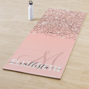 Girl Rose Gold Confetti Rosa Farbenmonogramm Yogamatte