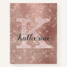 Girl Rose Gold Diamond Glam Sparkle Monogram Name