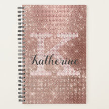 Girl Rose Gold Diamond Glam Sparkle Monogram Name