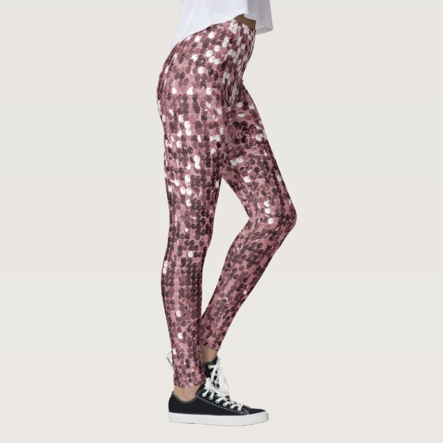 Girl Rose Gold Funkelnd Pink Glitzer Sequin Leggings (Rechts)