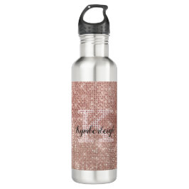 Girl Rose Gold Glam Diamond Glitzer Monogram Name Edelstahlflasche